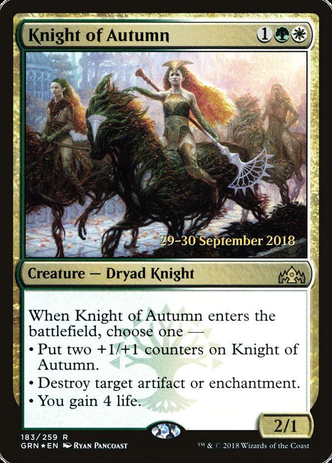 Knight of Autumn [Guilds of Ravnica Prerelease Promos] | Good Games Morley