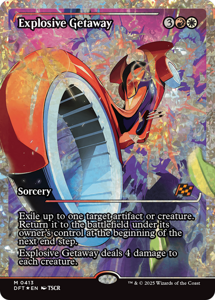 Explosive Getaway (Showcase) (Fracture Foil) [Aetherdrift] | Good Games Morley