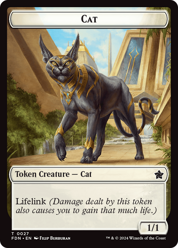 Cat (0027) // Phyrexian Goblin Double-Sided Token [Foundations Tokens] | Good Games Morley