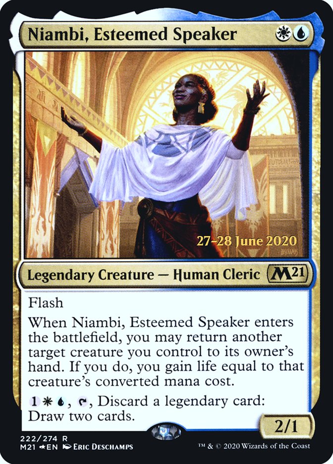 Niambi, Esteemed Speaker [Core Set 2021 Prerelease Promos] | Good Games Morley