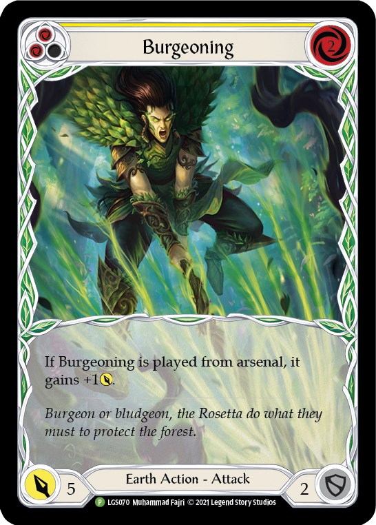 Burgeoning (Yellow) [LGS070] (Promo)  Rainbow Foil | Good Games Morley