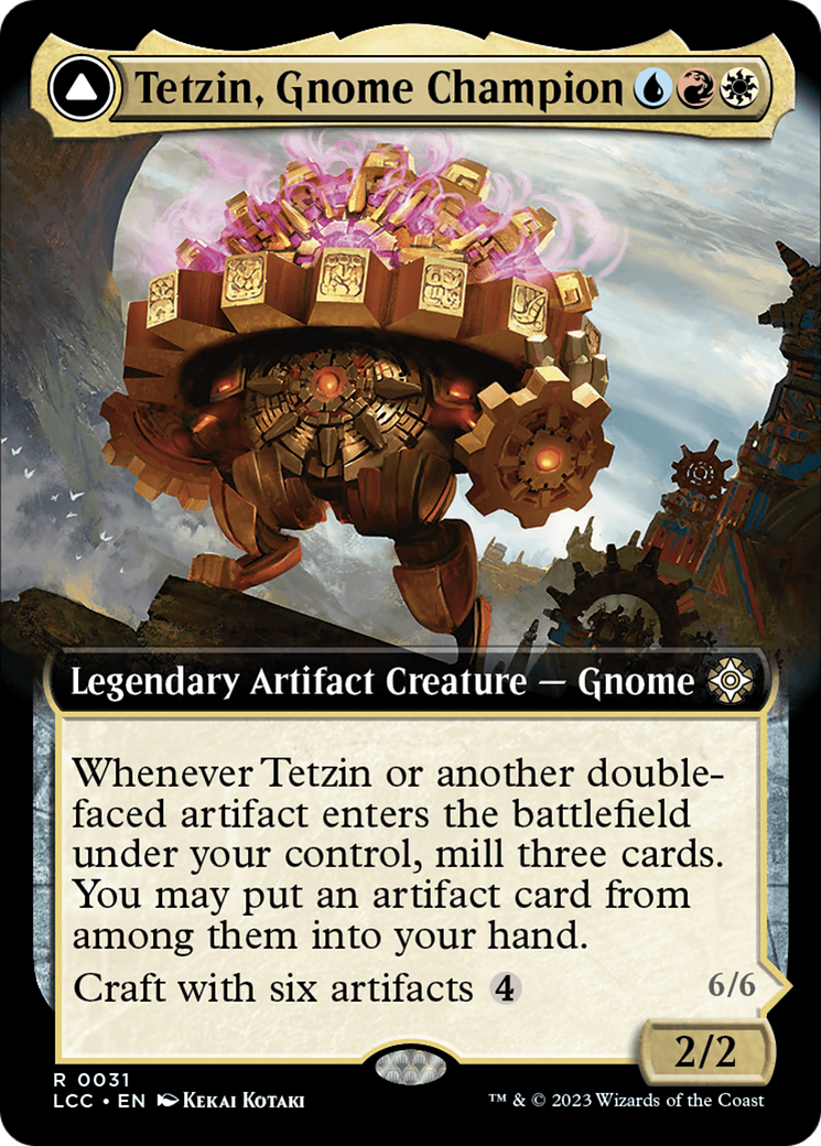 Tetzin, Gnome Champion // The Golden-Gear Colossus (Extended Art) [The Lost Caverns of Ixalan Commander] | Good Games Morley