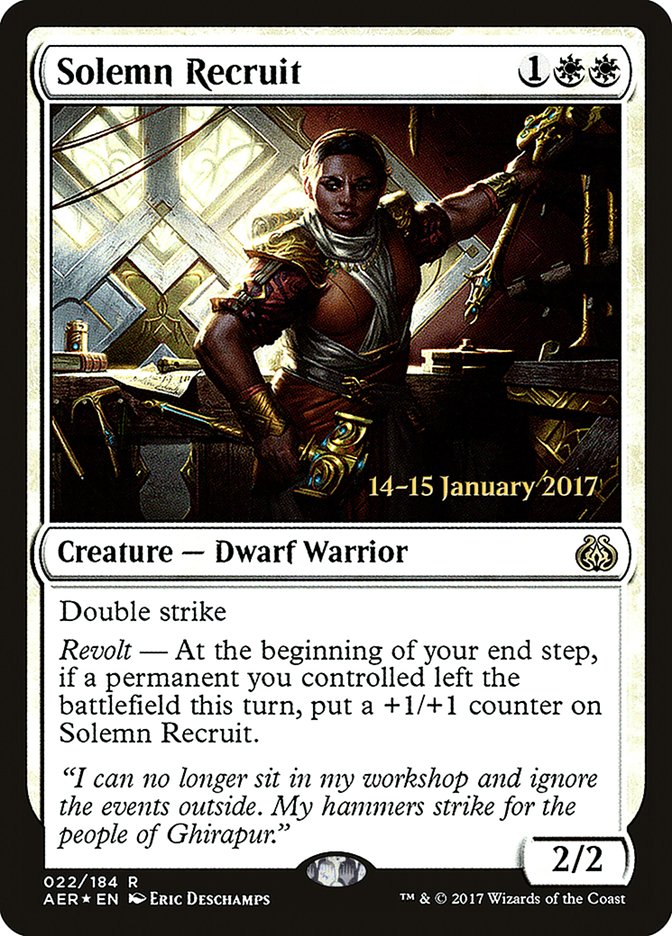 Solemn Recruit [Aether Revolt Prerelease Promos] | Good Games Morley