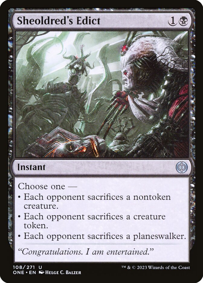 Sheoldred's Edict 108 (Phyrexia: All Will Be One)  - Foil | Good Games Morley