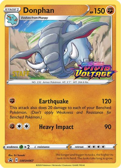 Donphan (SWSH067) (Staff Prerelease Promo) [Sword & Shield: Black Star Promos] | Good Games Morley