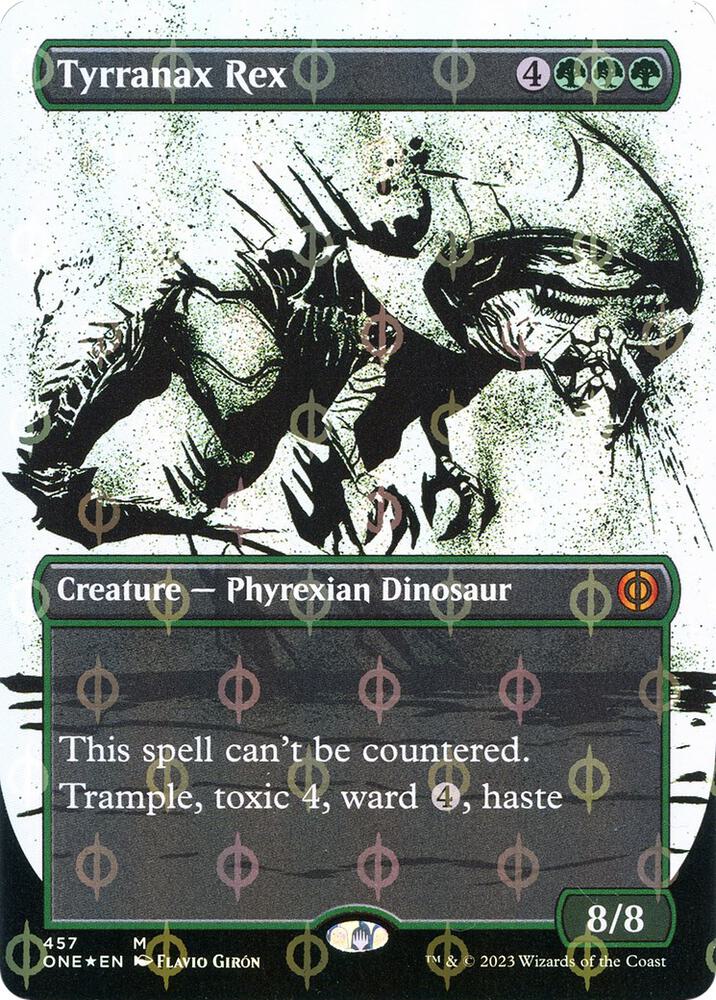 Tyrranax Rex 457/271 (Phyrexia: All Will Be One)  - Borderless Compleat Foil | Good Games Morley