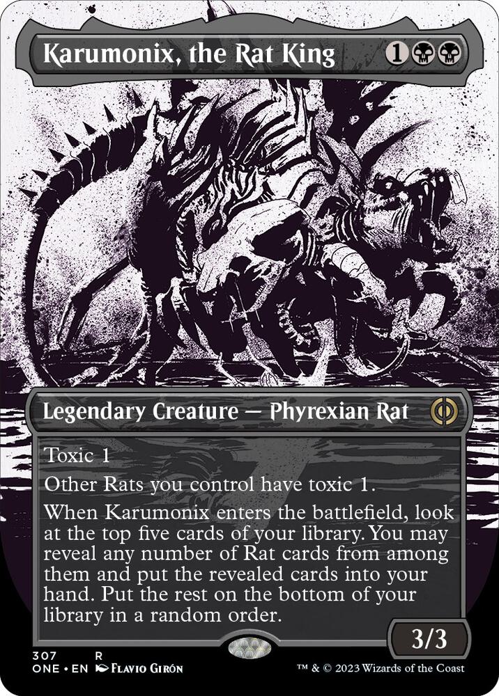 Karumonix, the Rat King 307/271 (Phyrexia: All Will Be One)  - Borderless Foil | Good Games Morley