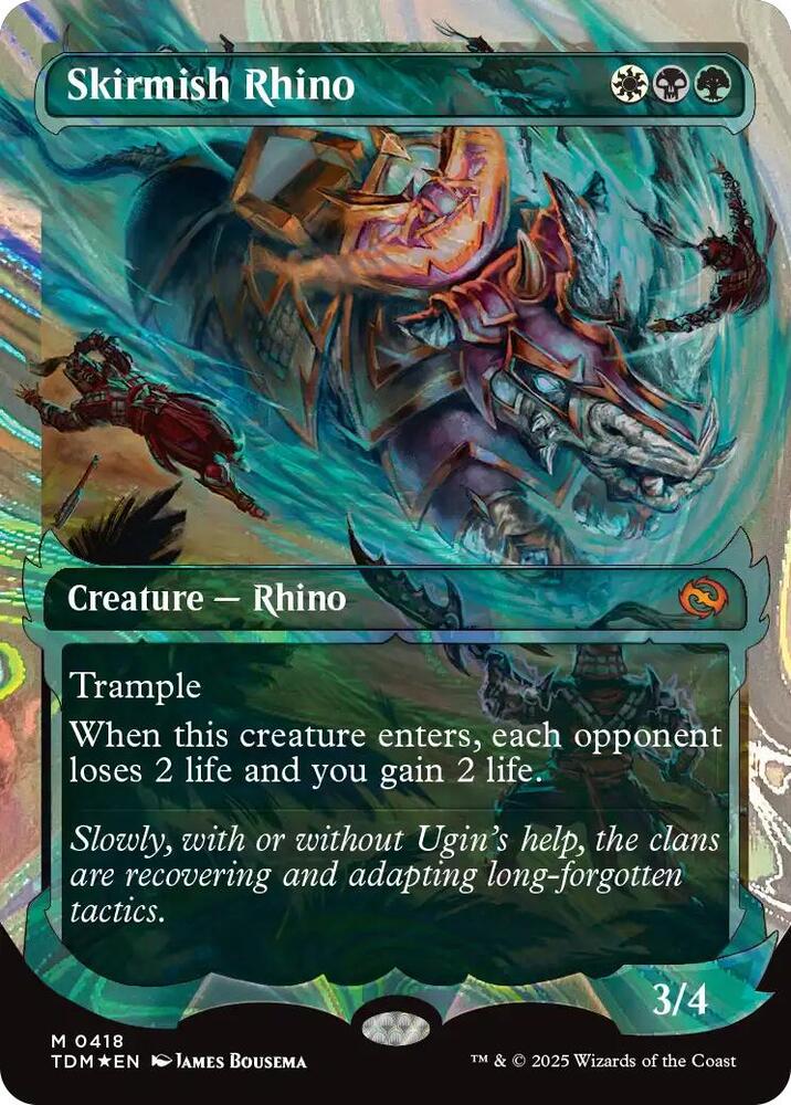 Skirmish Rhino 418/291 (Tarkir: Dragonstorm)  - Showcase Halo Foil | Good Games Morley