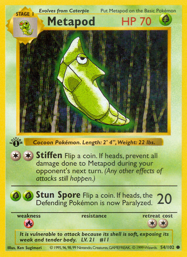 Metapod (54/102) (Shadowless) [Base Set 1st Edition] | Good Games Morley