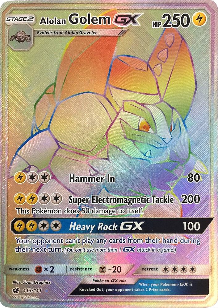 Alolan Golem GX 113/111 (SM - Crimson Invasion)  - Holofoil | Good Games Morley