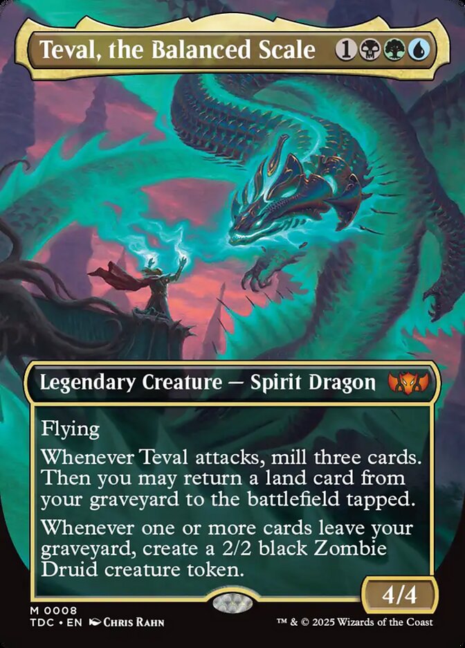 Teval, the Balanced Scale 8 (Commander: Tarkir: Dragonstorm)  - Borderless Foil | Good Games Morley