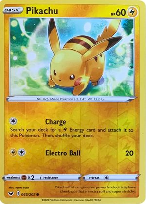 Pikachu (065/202) (Reverse Cosmos Holo) [Sword & Shield: Base Set] | Good Games Morley