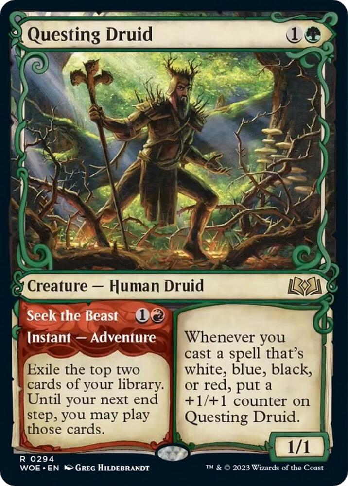 Questing Druid // Seek the Beast 294 (Wilds of Eldraine)  - Showcase | Good Games Morley