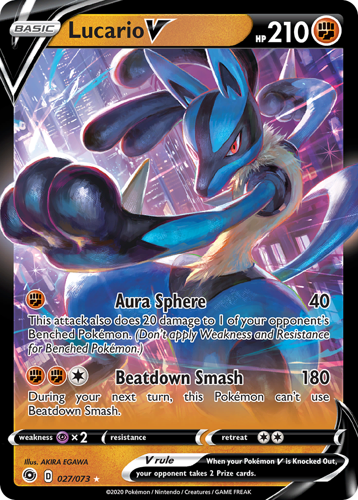 Lucario V (027/073) (Intro Deck) [Sword & Shield: Champion's Path] | Good Games Morley
