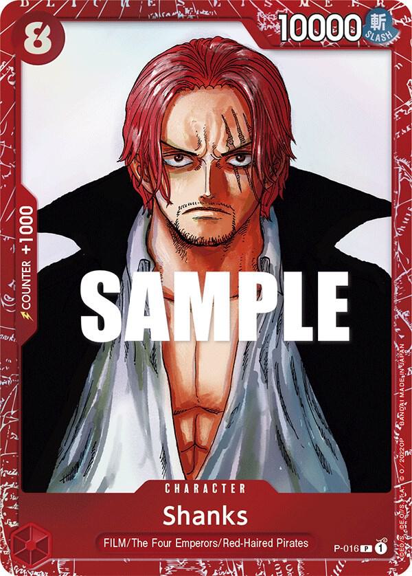 Shanks (PCC Film RED) P-016 (One Piece Promotion Cards)  - Alternate Art Foil | Good Games Morley