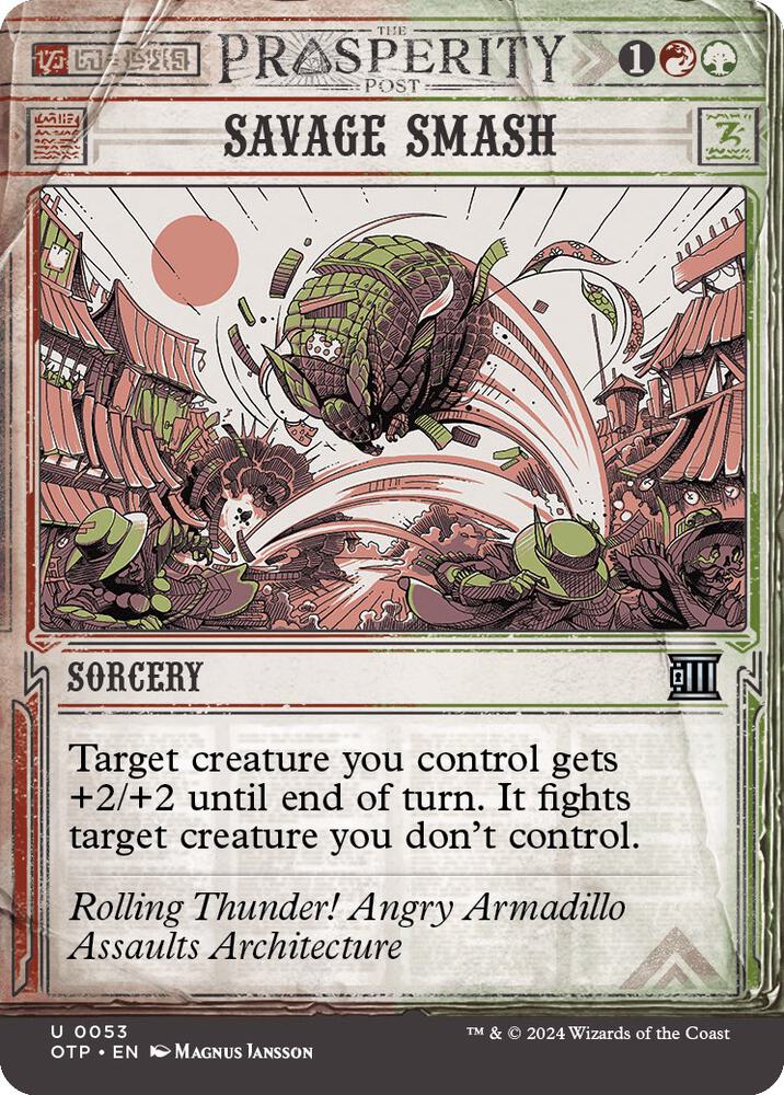 Savage Smash 53/65 (Outlaws of Thunder Junction: Breaking News)  - Showcase Foil | Good Games Morley