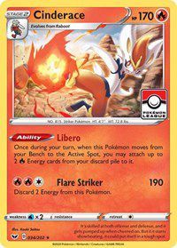 Cinderace (034/202) (League Promo) [Sword & Shield: Base Set] | Good Games Morley