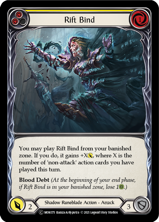 Rift Bind (Yellow) [U-MON175-RF] (Monarch Unlimited)  Unlimited Rainbow Foil | Good Games Morley