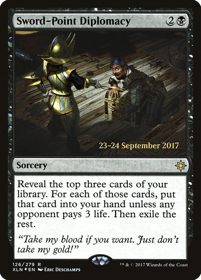 Sword-Point Diplomacy [Ixalan Prerelease Promos] | Good Games Morley