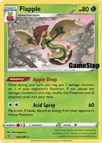 Flapple (022/192) (GameStop Exclusive) [Sword & Shield: Rebel Clash] | Good Games Morley