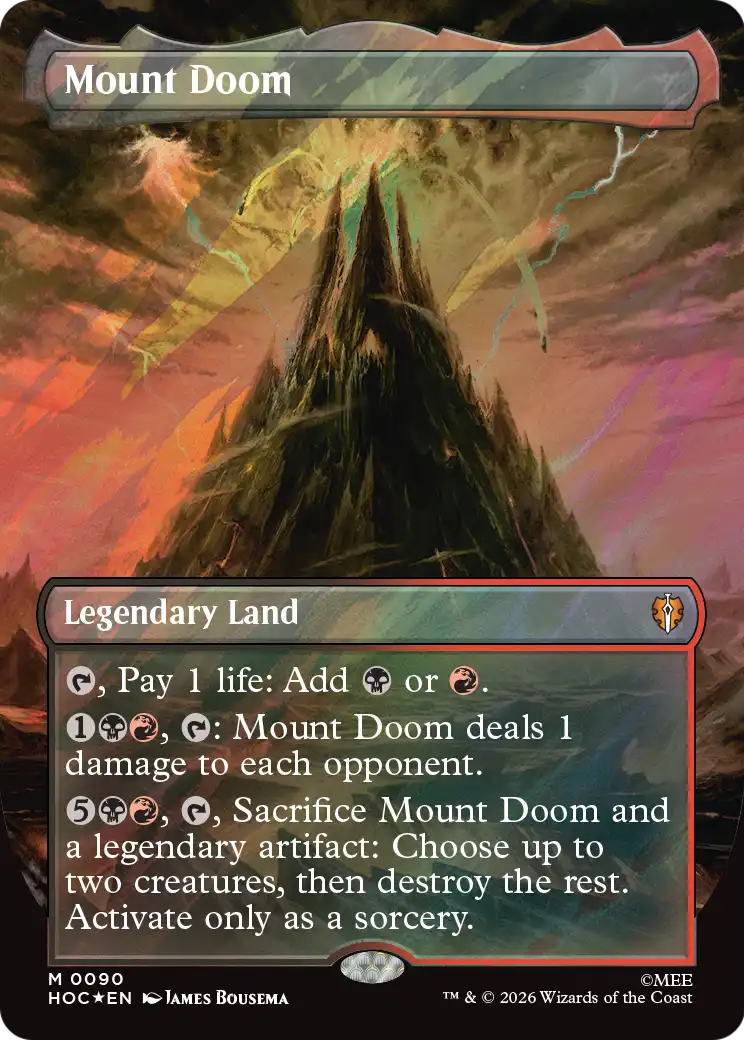 Mount Doom (Borderless) (Surge Foil) [The Hobbit: Eternal-Legal] | Good Games Morley