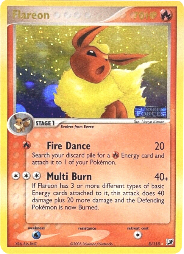 Flareon (5/115) (Stamped) [EX: Unseen Forces] | Good Games Morley