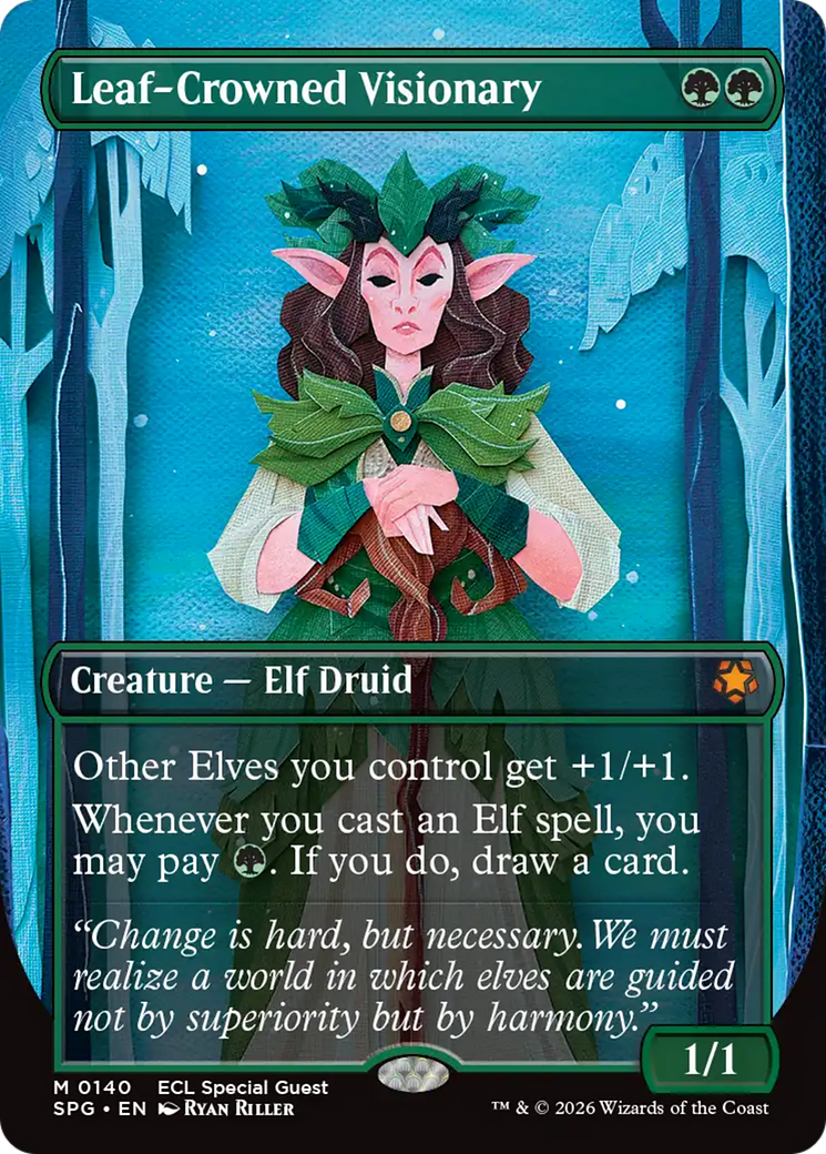 Leaf-Crowned Visionary (Borderless) [Lorwyn Eclipsed Special Guests] | Good Games Morley