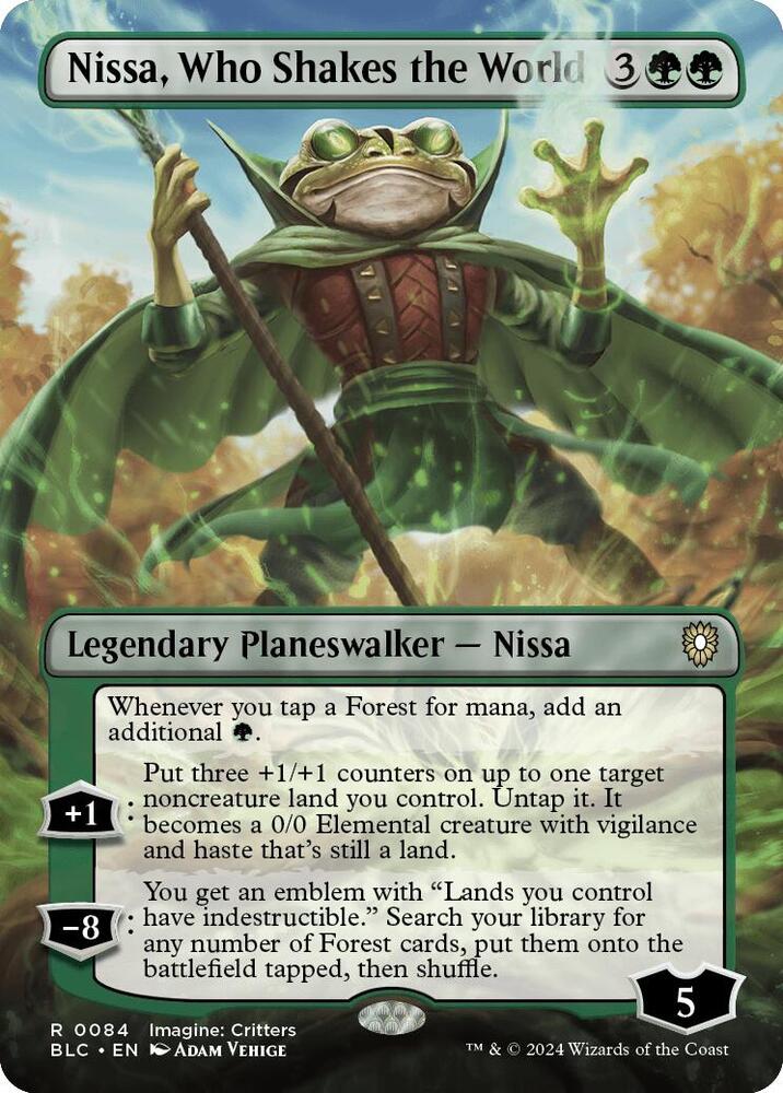 Nissa, Who Shakes the World 84 (Commander: Bloomburrow)  - Borderless | Good Games Morley