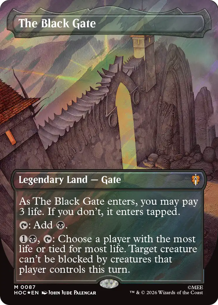 The Black Gate (Borderless) (Surge Foil) [The Hobbit: Eternal-Legal] | Good Games Morley