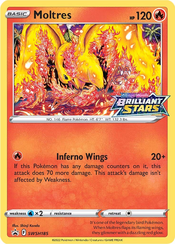 Moltres (SWSH185) (Prerelease Promo) [Sword & Shield: Black Star Promos] | Good Games Morley