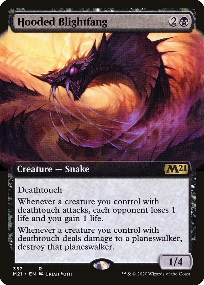 Hooded Blightfang (Extended Art) [Core Set 2021] | Good Games Morley