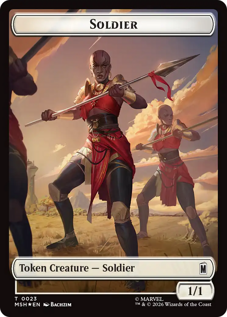 Copy // Soldier Double-Sided Token (Surge Foil) [Marvel Super Heroes Commander Tokens] | Good Games Morley