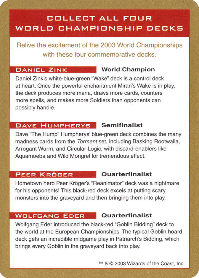 2003 World Championships Ad [World Championship Decks 2003] | Good Games Morley