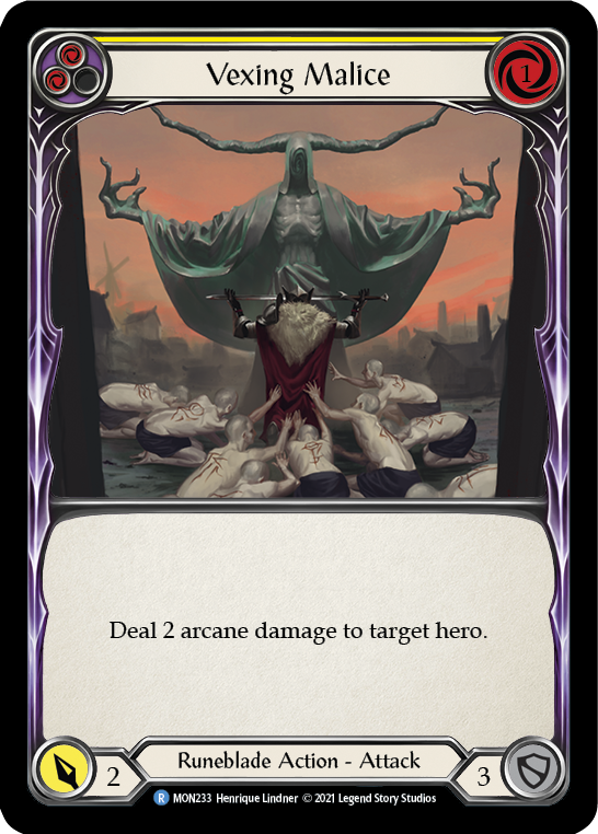 Vexing Malice (Yellow) [MON233-RF] (Monarch)  1st Edition Rainbow Foil | Good Games Morley