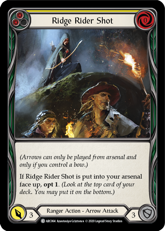 Ridge Rider Shot (Yellow) [U-ARC064] (Arcane Rising Unlimited)  Unlimited Rainbow Foil | Good Games Morley