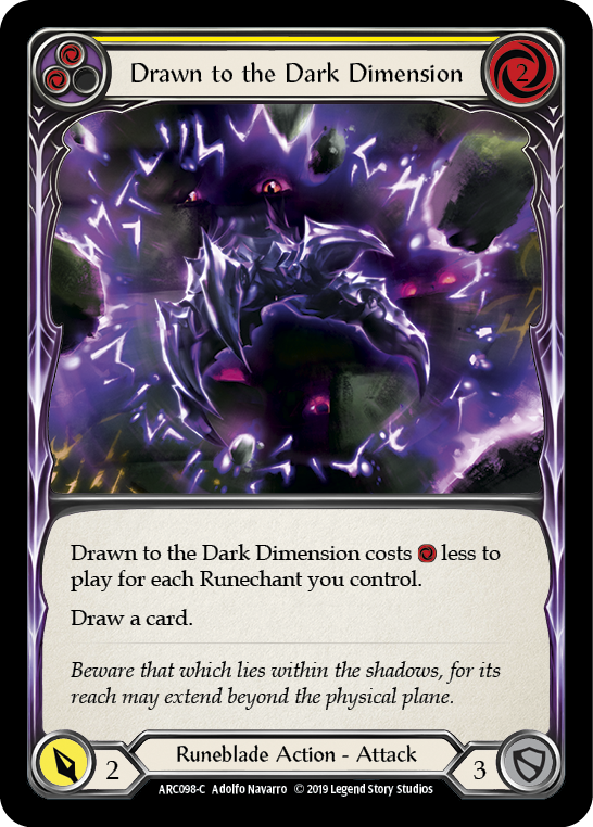 Drawn to the Dark Dimension (Yellow) [ARC098-C] (Arcane Rising)  1st Edition Rainbow Foil | Good Games Morley