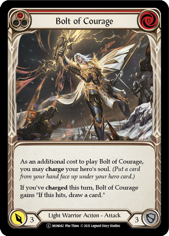 Bolt of Courage (Red) [U-MON042-RF] (Monarch Unlimited)  Unlimited Rainbow Foil | Good Games Morley