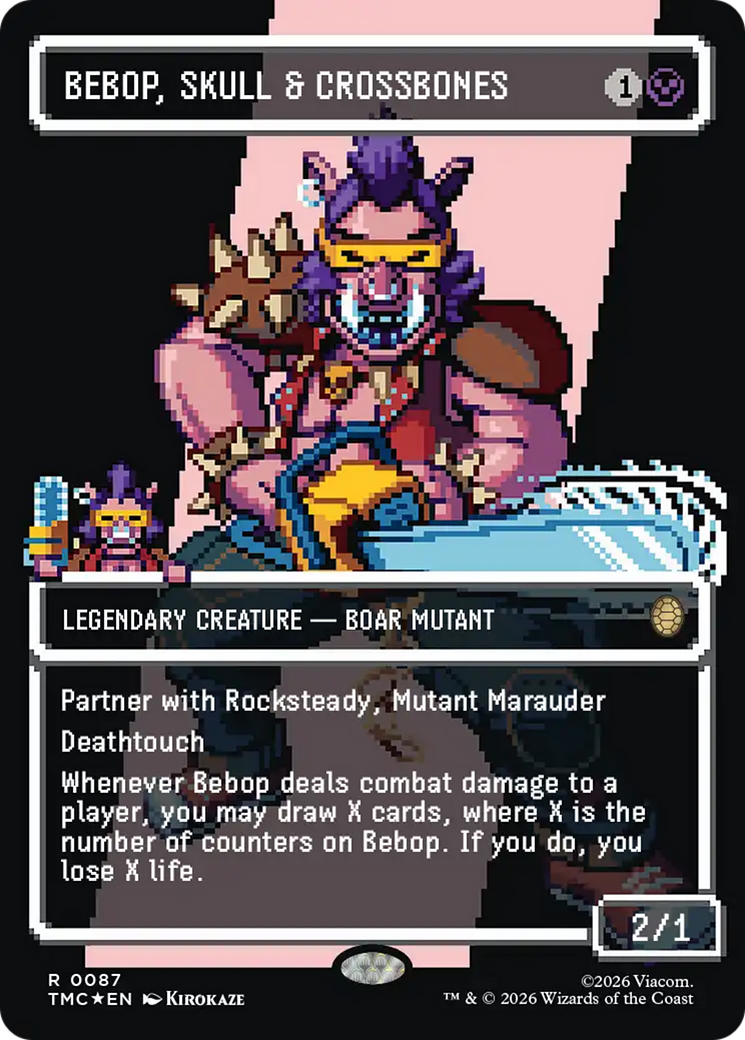 Bebop, Skull & Crossbones (Borderless) (Surge Foil) [Teenage Mutant Ninja Turtles Commander] | Good Games Morley