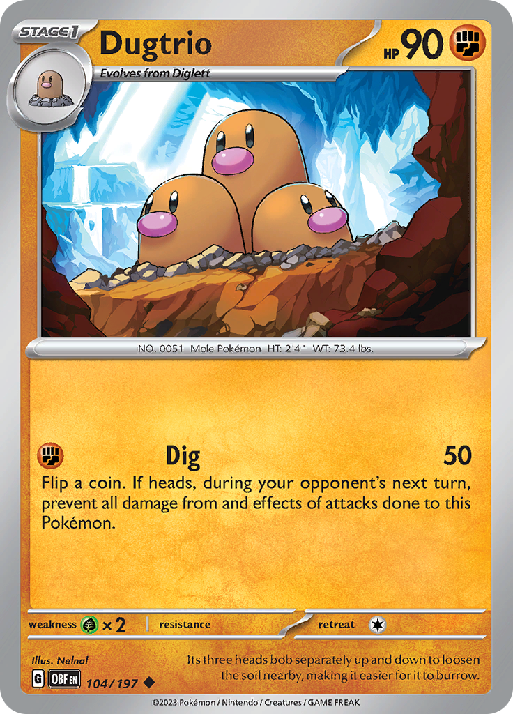Dugtrio (104/197) [Scarlet & Violet: Obsidian Flames] | Good Games Morley