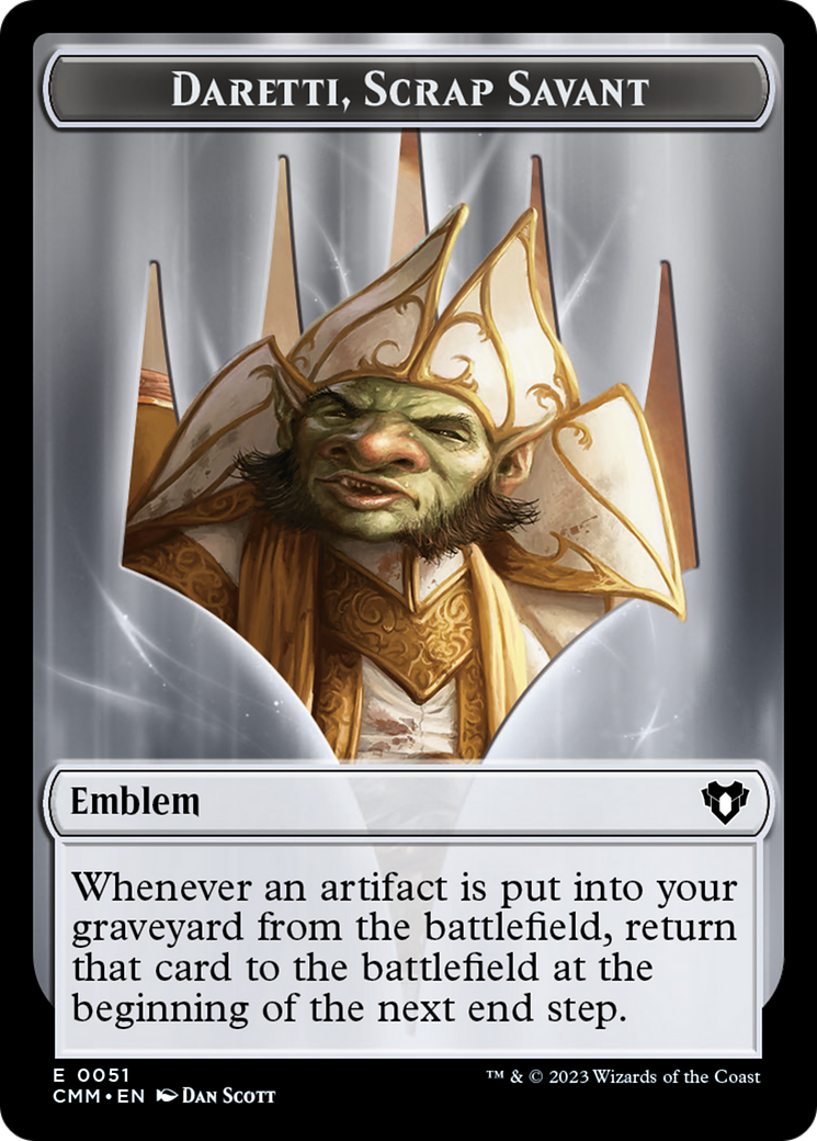 Daretti, Scrap Savant Emblem [Commander Masters Tokens] | Good Games Morley