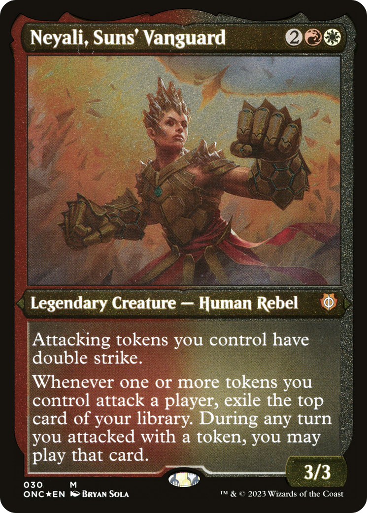 Neyali, Suns' Vanguard (Foil Etched) (Display Commander) [Phyrexia: All Will Be One Commander] | Good Games Morley
