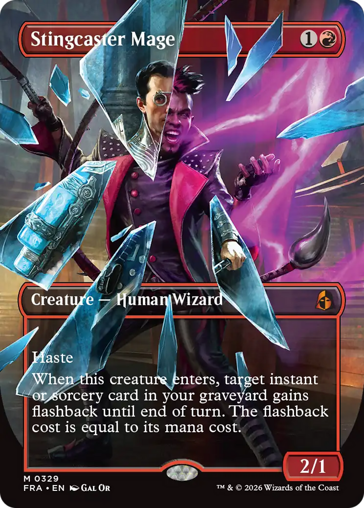 Stingcaster Mage (Borderless) (Facet Foil) [Reality Fracture] | Good Games Morley