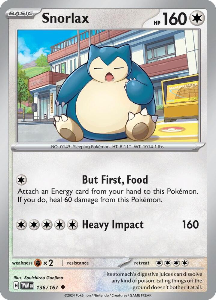 Snorlax 136/167 (SV06: Twilight Masquerade)  | Good Games Morley