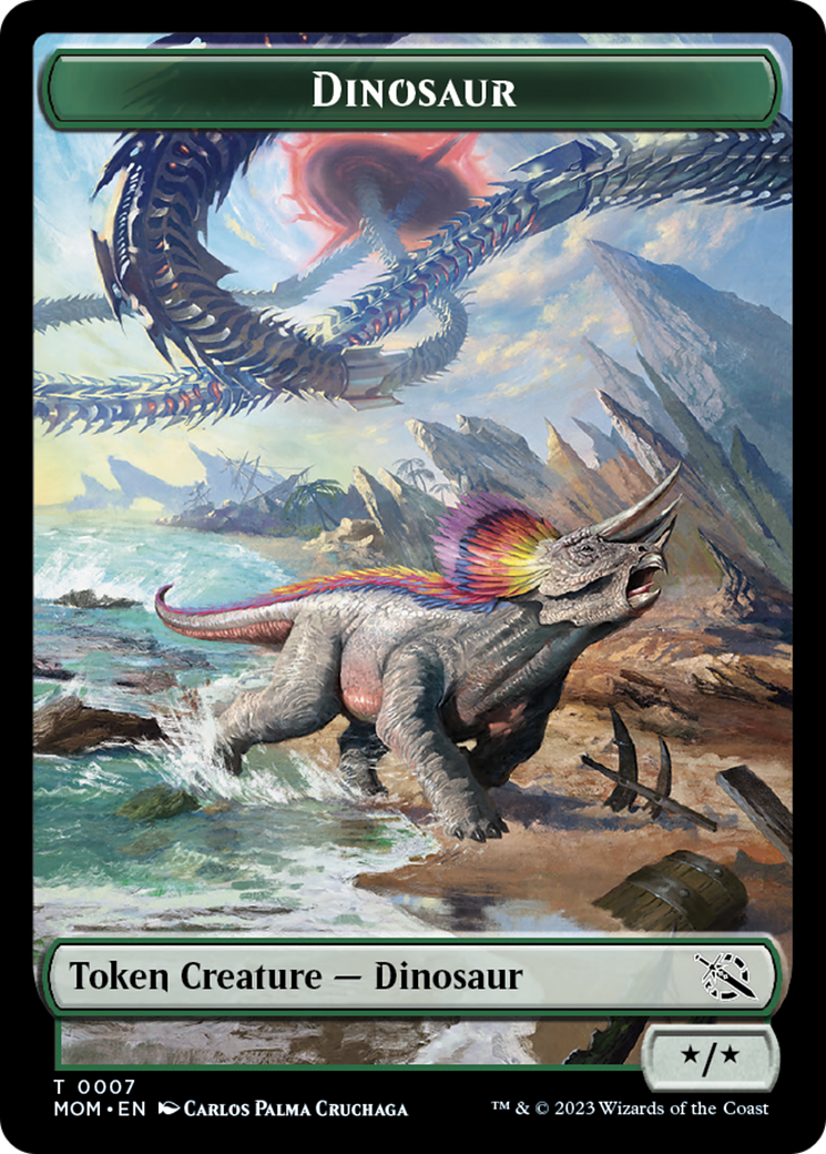 Warrior // Dinosaur Double-Sided Token [March of the Machine Tokens] | Good Games Morley
