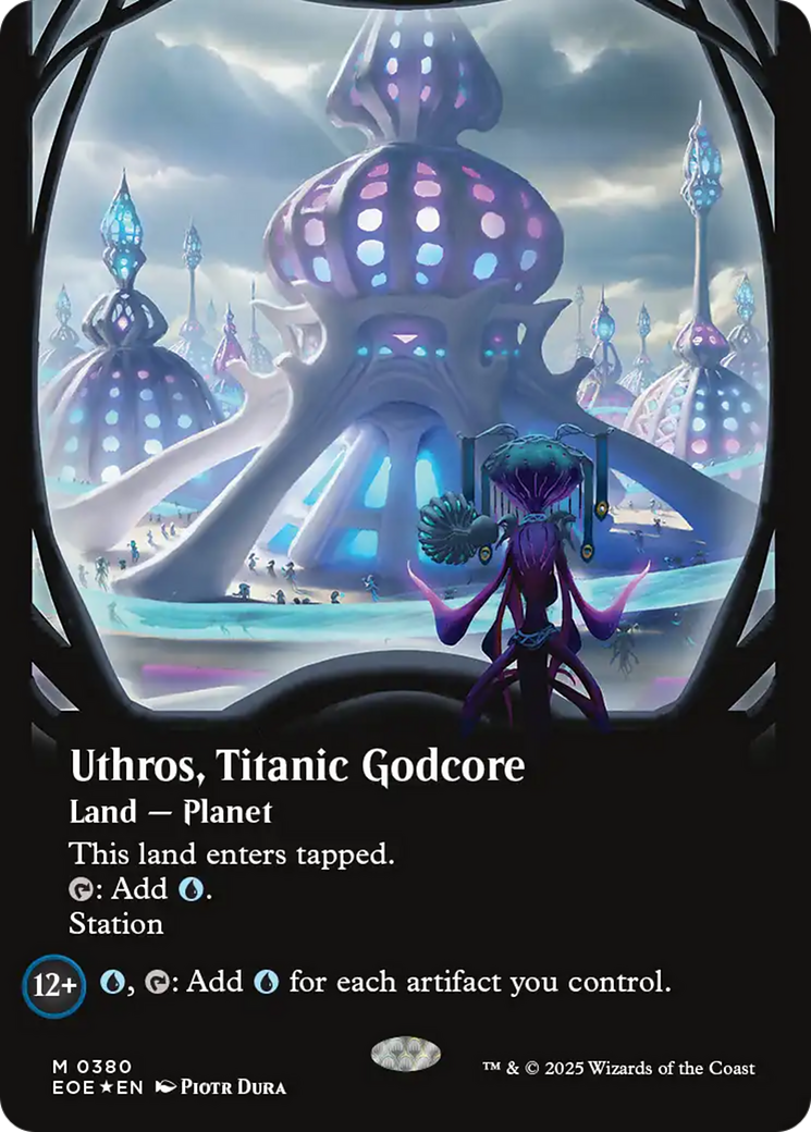 Uthros, Titanic Godcore (Borderless) (Galaxy Foil) [Edge of Eternities] | Good Games Morley