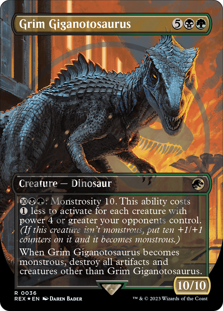 Grim Giganotosaurus (Emblem) (Borderless) [Jurassic World Collection Tokens] | Good Games Morley