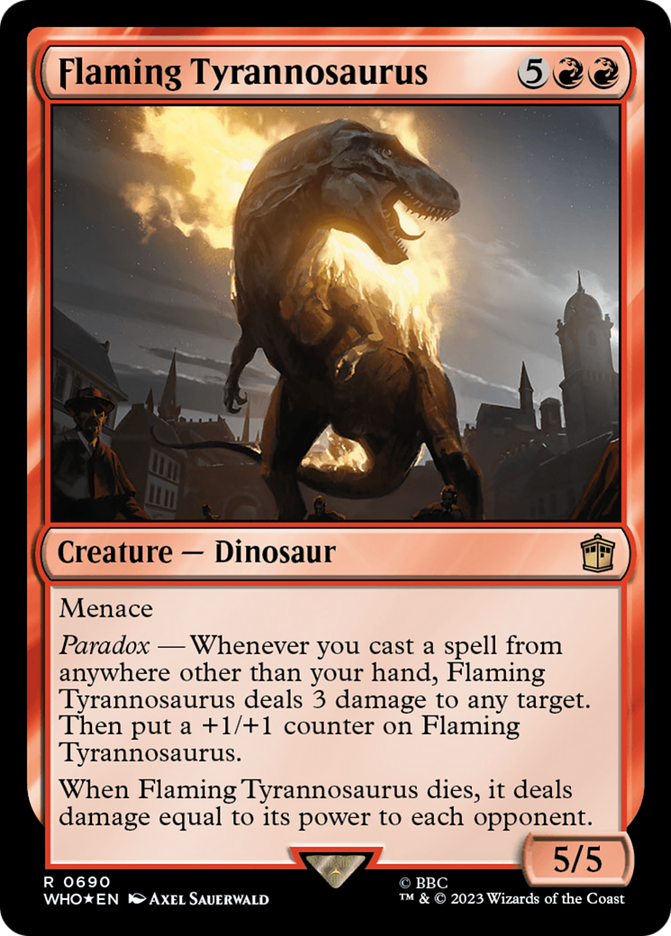 Flaming Tyrannosaurus (Surge Foil) [Doctor Who] | Good Games Morley