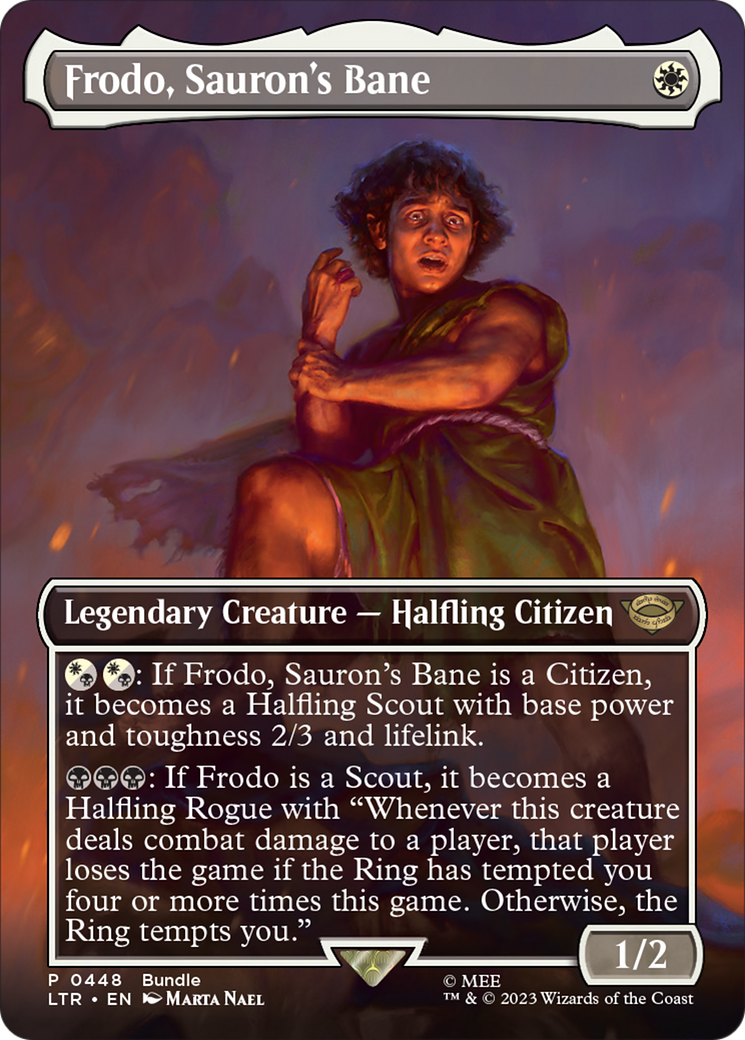 Frodo, Sauron's Bane (Borderless Alternate Art) [The Lord of the Rings: Tales of Middle-Earth] | Good Games Morley