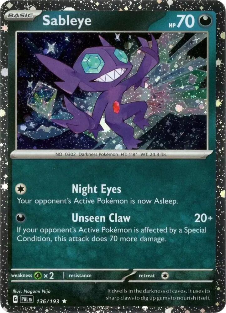 Sableye 136/193 (Miscellaneous Cards & Products)  - Cosmo Holofoil | Good Games Morley