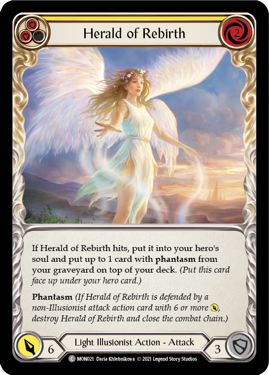 Herald of Rebirth (Yellow) [MON021-RF] (Monarch)  1st Edition Rainbow Foil | Good Games Morley
